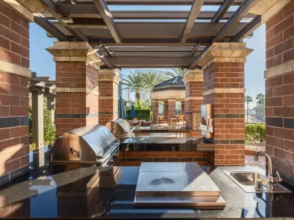 a view of balcony with a potted plant