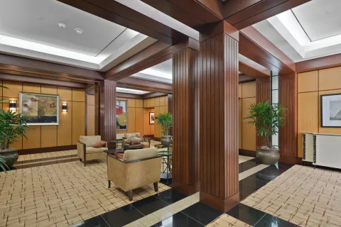 a living room with furniture