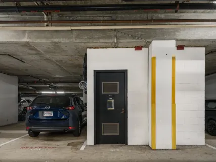 a front view of a multi story building