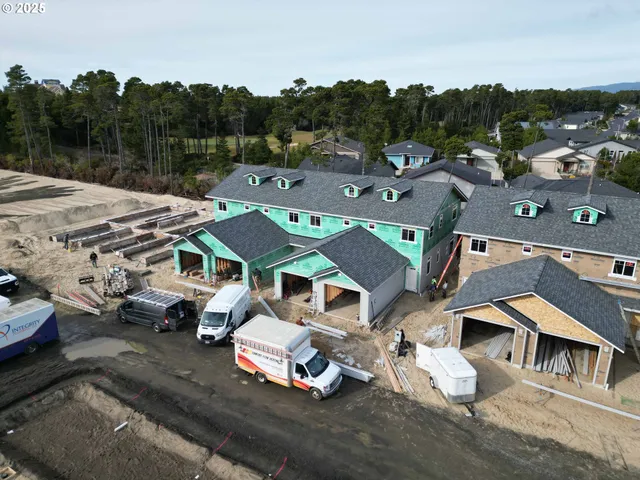 a aerial view of a town with residential houses