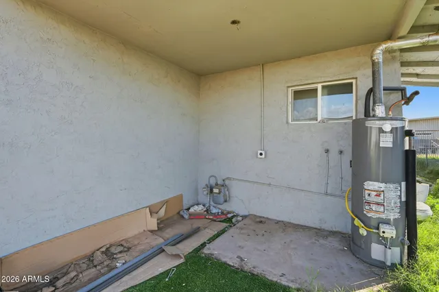 a view of a room with racks on the wall