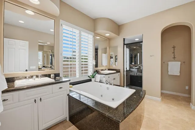 a bathroom with a sink double vanity
