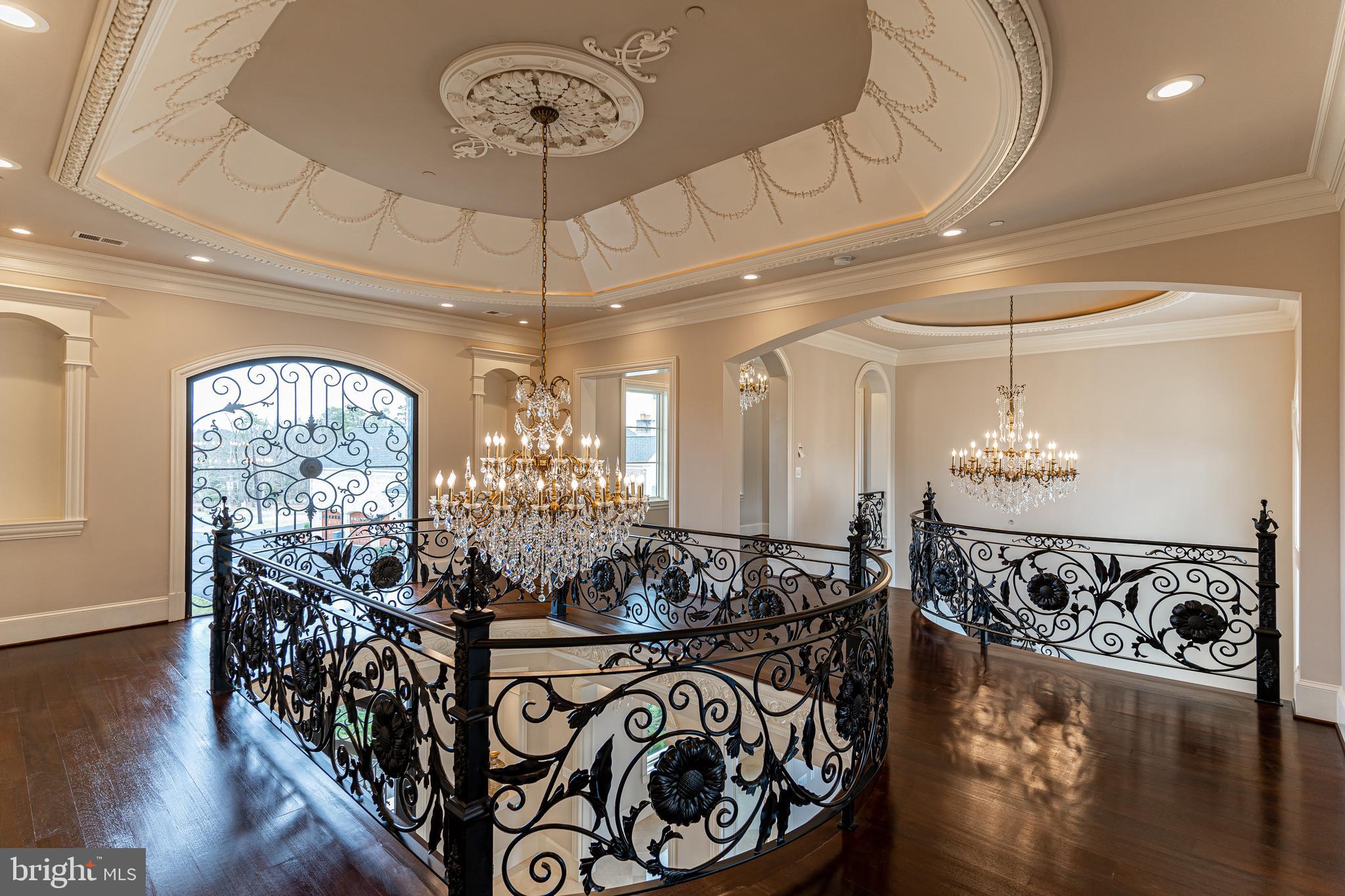 11345 Albermyrtle Road Potomac, MD 20854 - Photo 23 of 53 Upper Level Landing w/Imported Crystal Chandelier