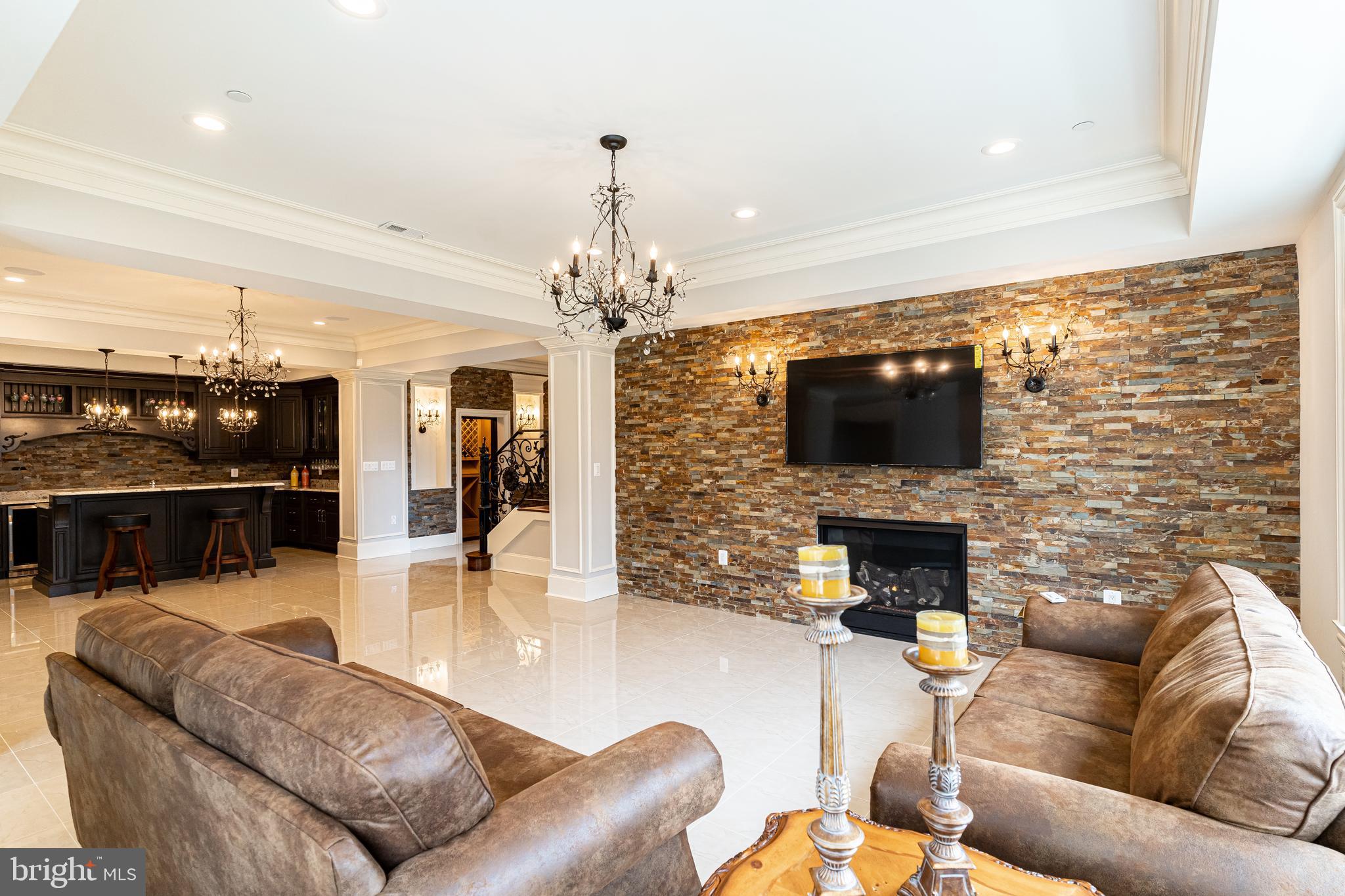 11345 Albermyrtle Road Potomac, MD 20854 - Photo 36 of 53 Lower Level Family Room w/Custom Built-in Bar