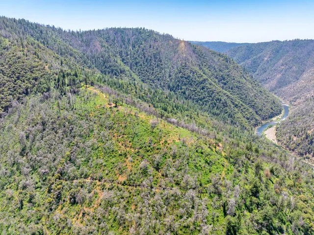a view of a lush green hillside and a building
