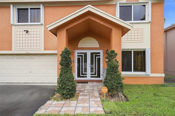 a front view of a house