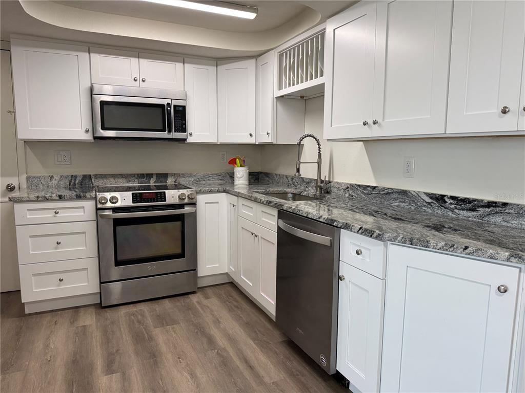 3625 Windham Drive Holiday, FL 34691 - Photo 7 of 28 a kitchen with granite countertop white cabinets and appliances