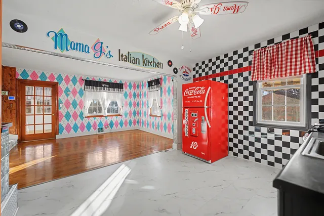 a view of an entryway with a lot of stuff