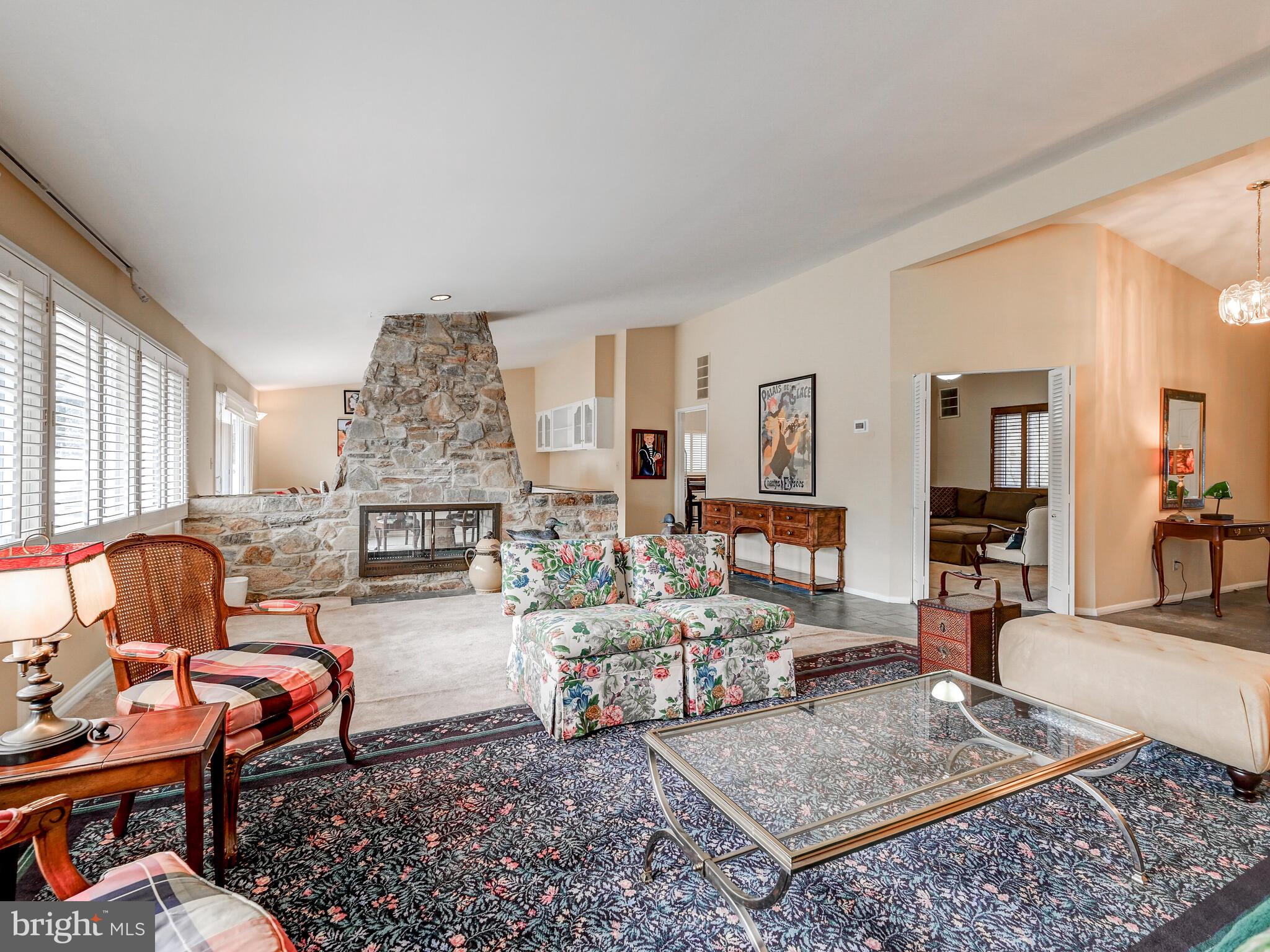 3411 Terrapin Road Pikesville, MD 21208 - Photo 11 of 35 LIVING ROOM WITH STONE FIREPLACE