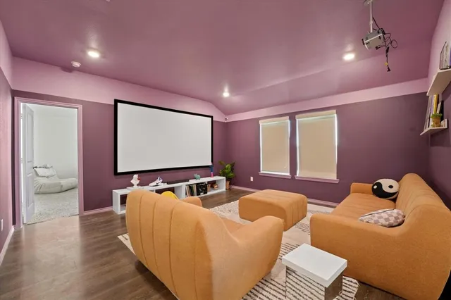 a projector room with furniture