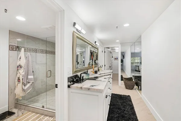 a bathroom with a shower