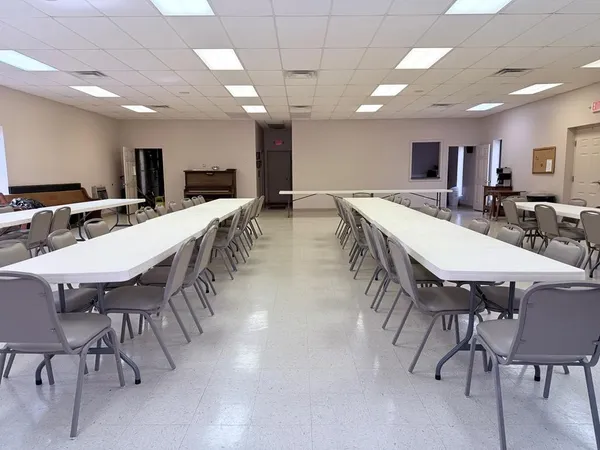 a view of a dining area with furniture
