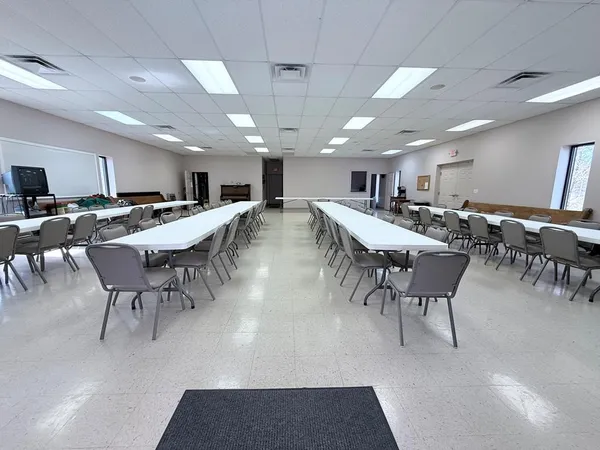 a view of a dining area with furniture