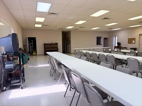 a view of a dining area with furniture