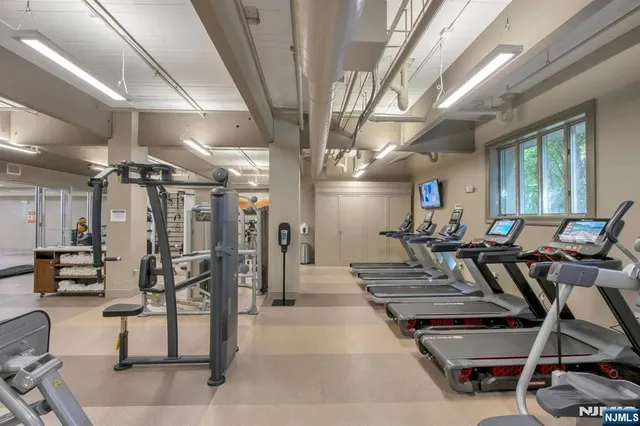 a view of a room with gym equipment