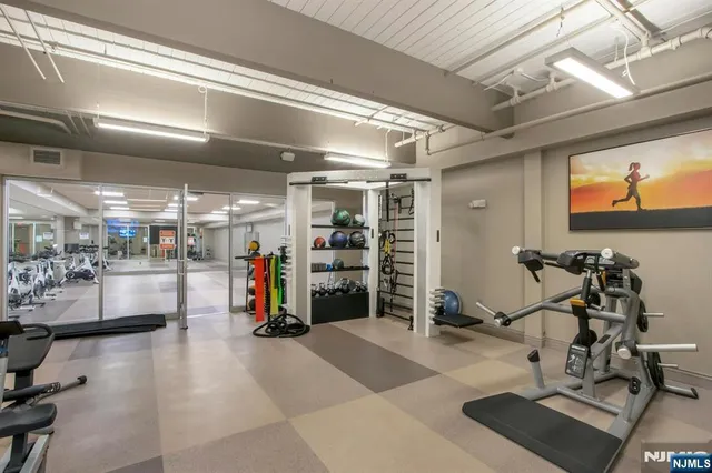 a view of a room with gym equipment
