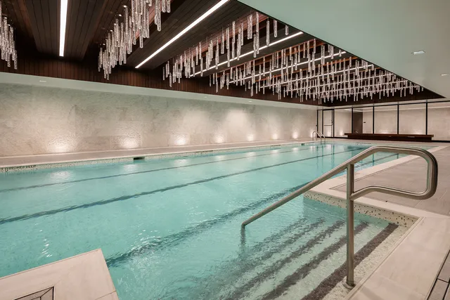 a dining room with furniture