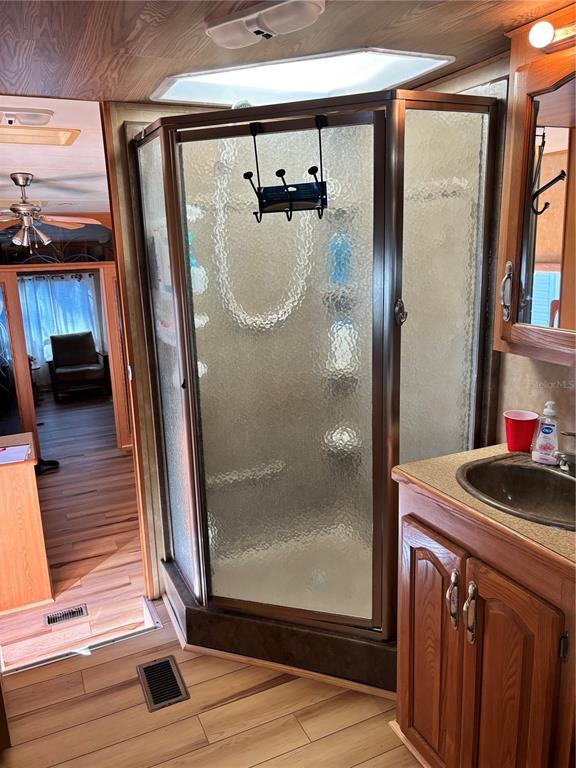 14348 Northeast 252nd Ct Road Fort McCoy, FL 32134 - Photo 34 of 51 a bathroom with a mirror and a shower