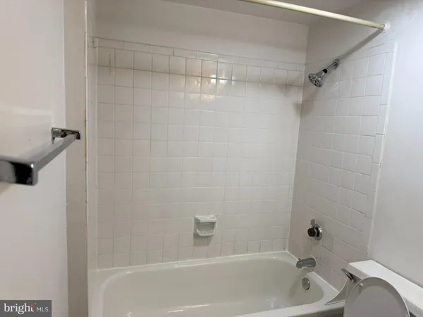 a bathroom with a bathtub