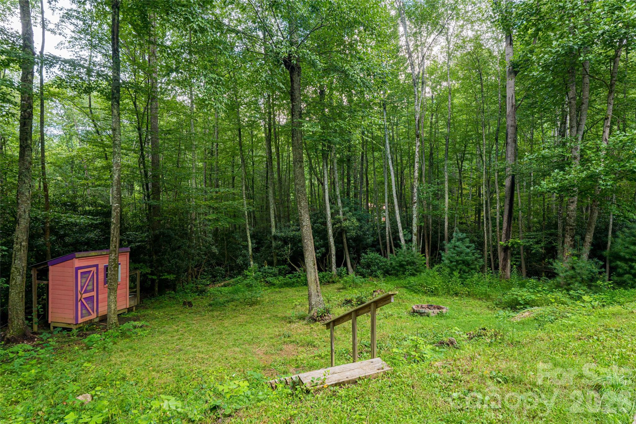 4035 Bald Creek Road Clyde, NC 28721 - Photo 39 of 43 a view of a chair and a fire pit in the middle of the forest
