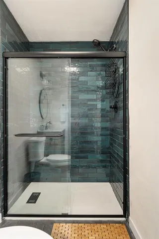 a bathroom with a shower
