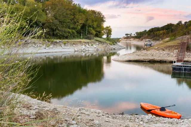 a view of a lake with outside space