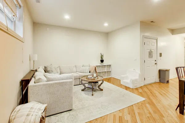 a living room with furniture