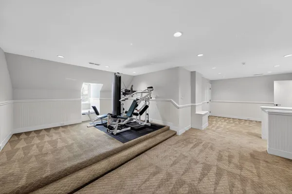 a view of a room with gym equipment