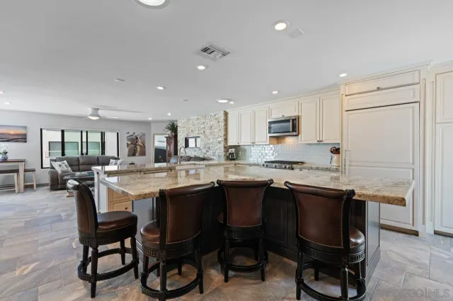 a large kitchen with lots of counter space