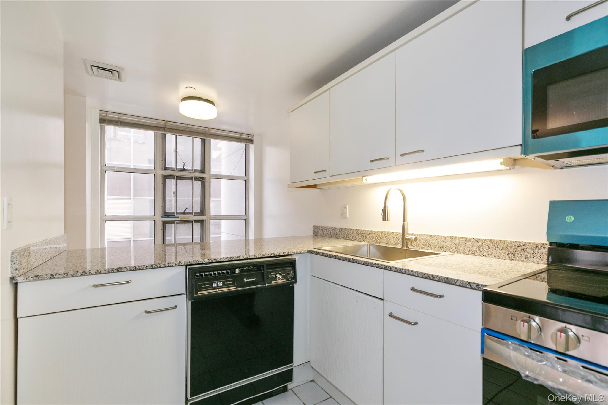 100 Cutter Mill Road, Unit 2C Great Neck, NY 11021 - Photo 17 of 29 a kitchen with granite countertop cabinets stainless steel appliances and a sink