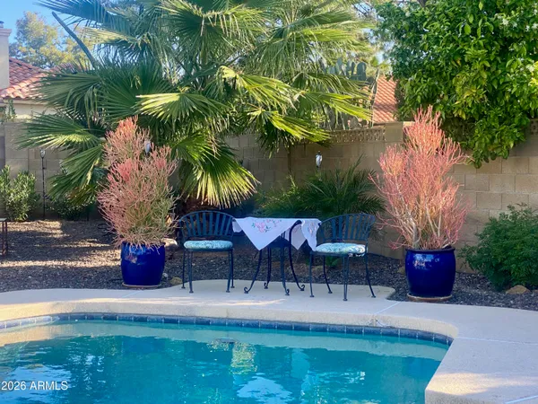 a view of outdoor space with seating