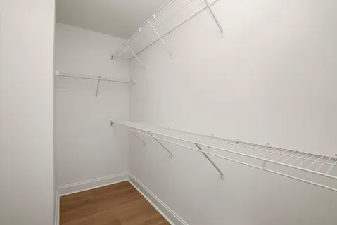 a view of a room with racks on the wall