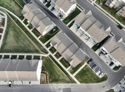 an aerial view of multiple house