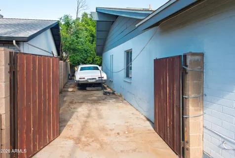 a car parked in front of a house