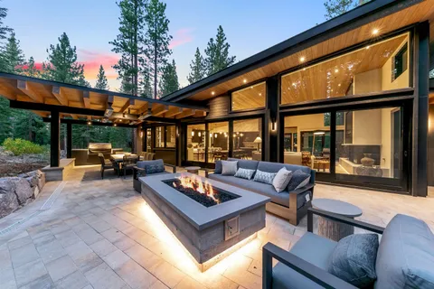 a outdoor living space with patio furniture and a potted plant