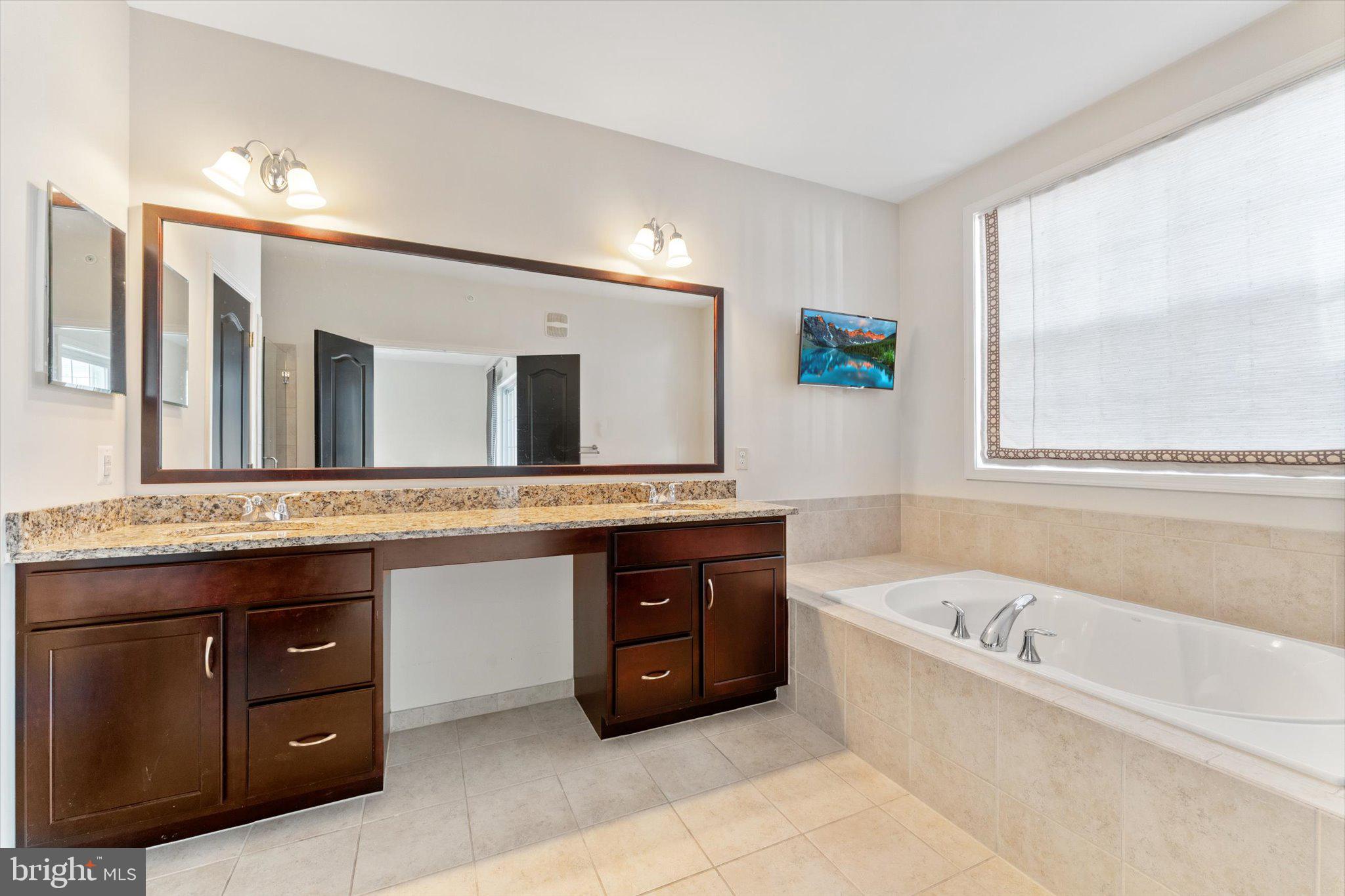 23483 Logans Ridge Terrace Ashburn, VA 20148 - Photo 24 of 35 a bath room with a sink and a large mirror