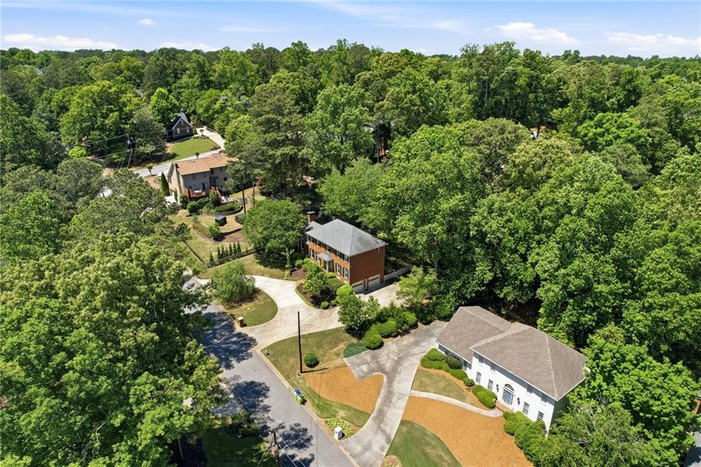 210 Woodrill Way Atlanta, GA 30350 - Photo 4 of 34 an aerial view of a house with a yard and lake view
