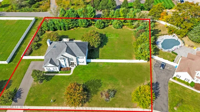 a view of a garden with an outdoor space