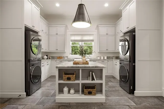 a view of a swimming pool with a yard