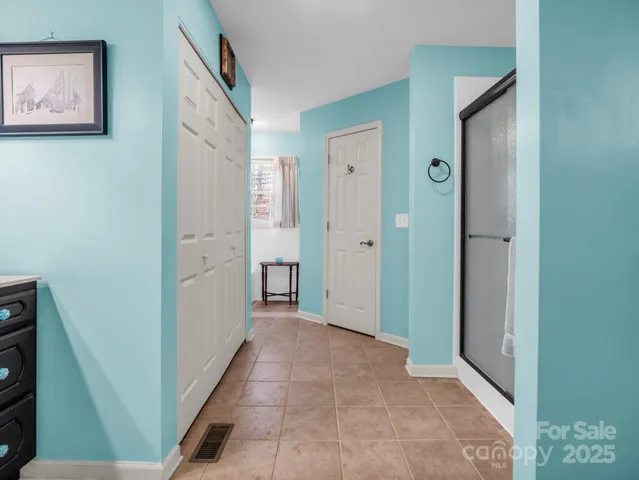 a view of a hallway with elevator