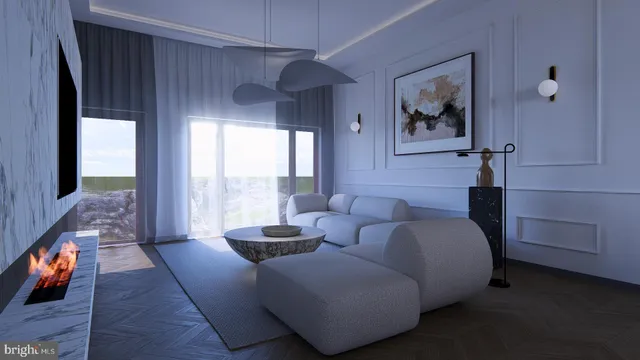 a living room with furniture and a gate