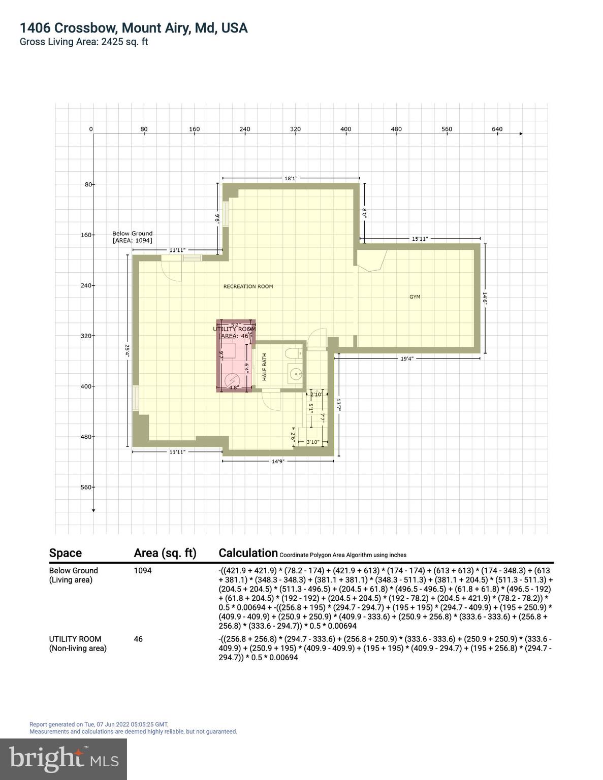 1406 Crossbow Road Mount Airy, MD 21771 - Photo 61 of 61 GLA Lower Level Floor Plan
