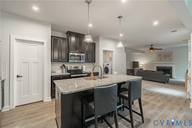 a kitchen with lots of counter top space