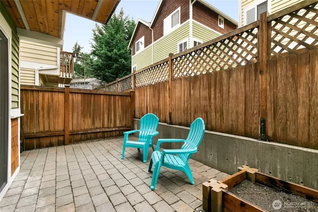 a view of a chairs in patio