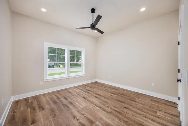 an empty room with windows