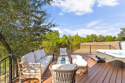 a view of a patio on the roof deck