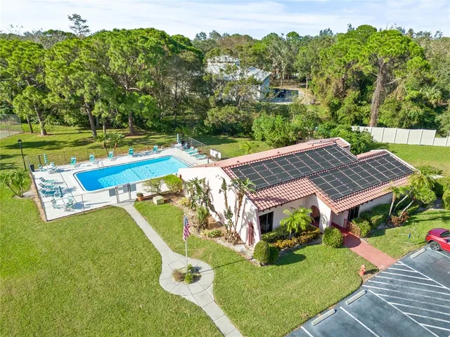 an aerial view of a house