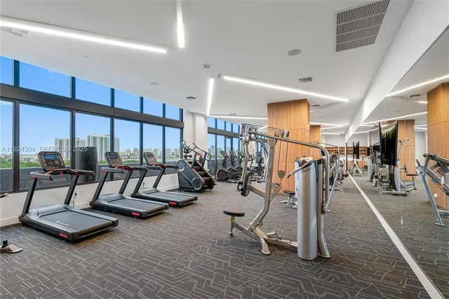 a view of a room with gym equipment