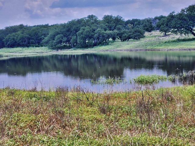 a view of a lake with a mountain in the background