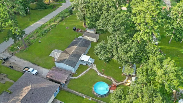 an aerial view of a house